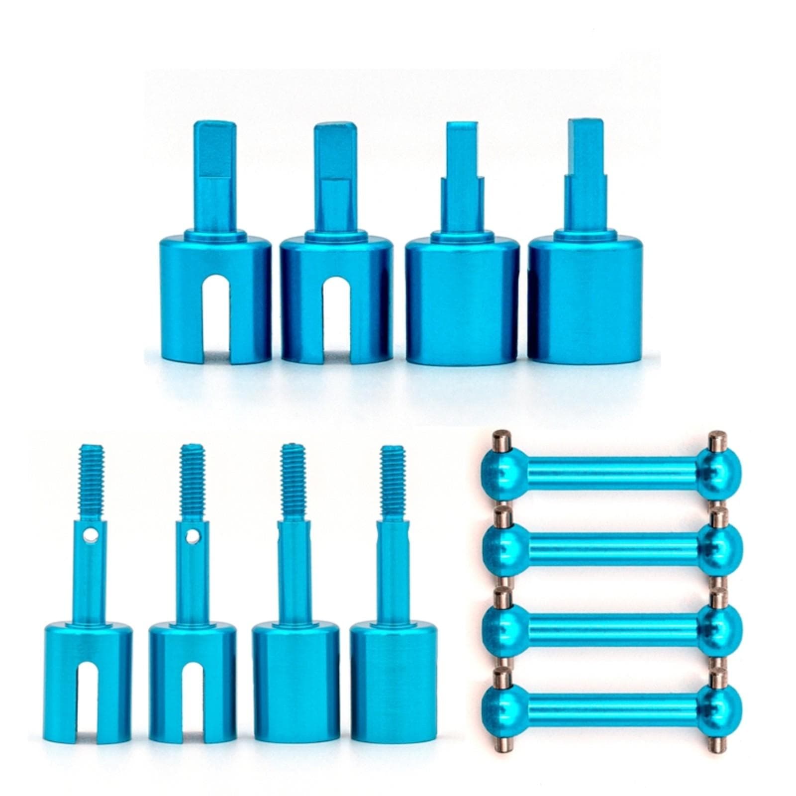 Aluminum Alloy Drive Shaft Dog Bone Cup Joint Set Replacement for TT01 -01 TT01D TT01E TT02 -02 blue
