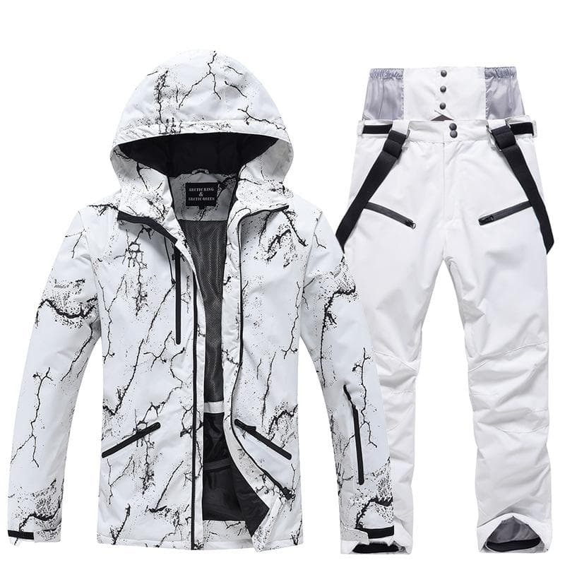 Ski Suit for Men Hooded Ski Jacket and Pants Sets Waterproof Windproof Snowsuit Men's Insulated Warm Winter Outdoor Snow Coat Skiing Snowboarding Suit S