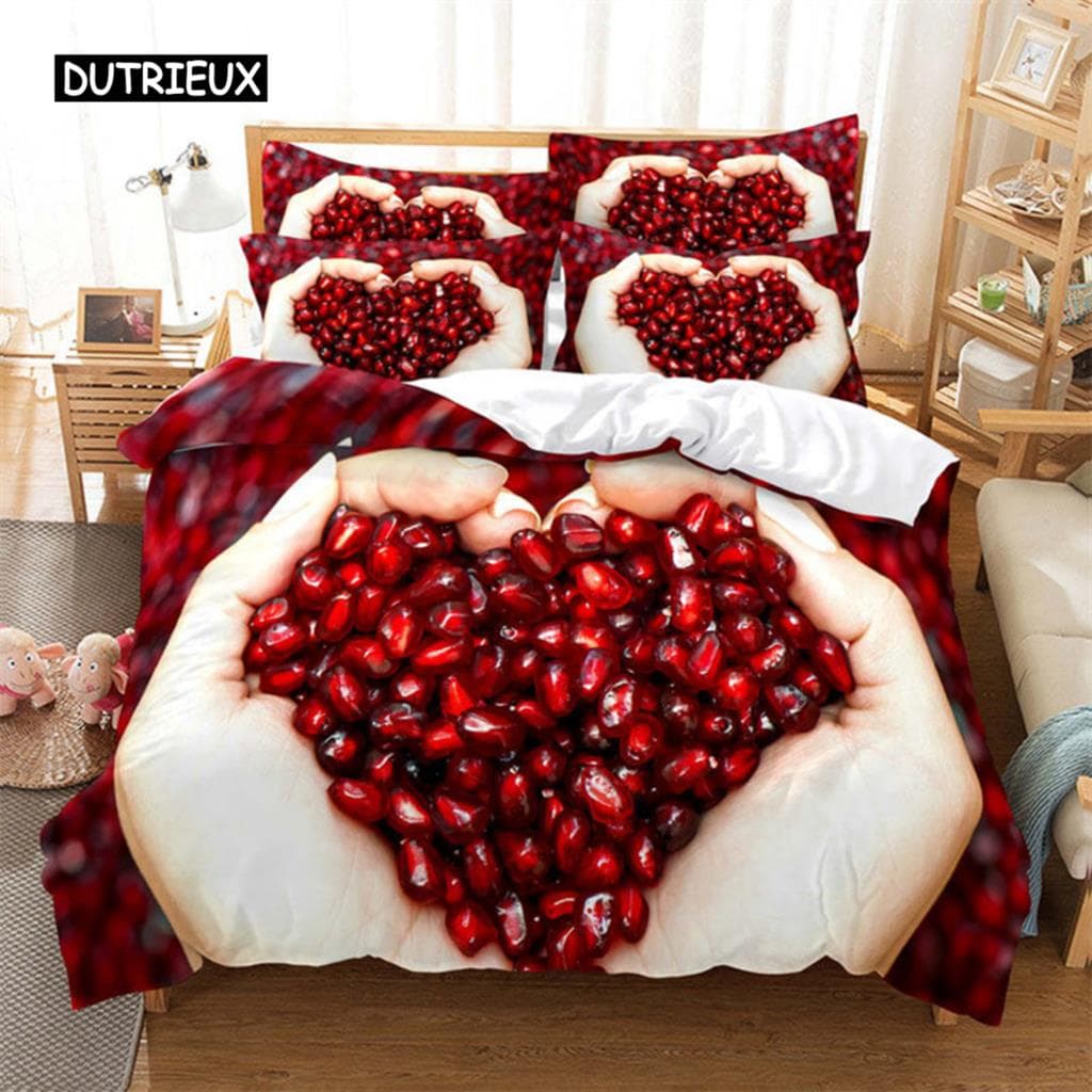 3D Love Heart Duvet Cover Microfiber Romantic Love Affection Theme Bedding Set King Full For Kids Teen Valentines Day Room Decor EU single(135x200cm)