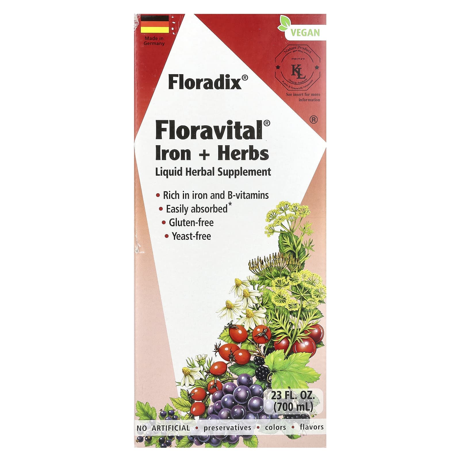 Floradix, Floradix, Floravital Iron + Herbs, 23 fl oz (700 ml)