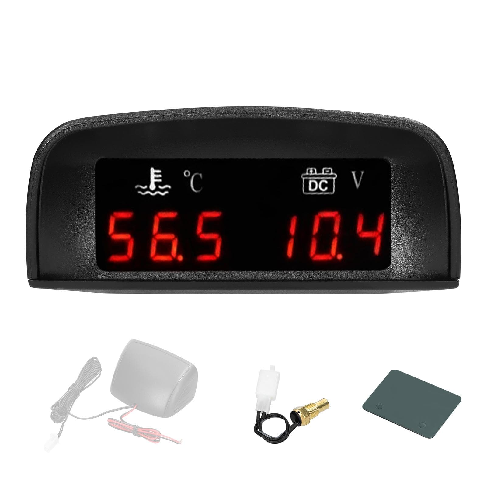2 in 1 Universal Car Digital Gauge Water Temperature Voltage Gauge Voltmeter 936V with 18NPT black