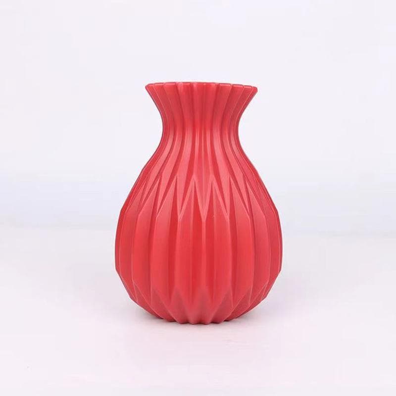1 Pcs Nordic Flower Vase Imitation Ceramic Plastic Flower Vase Living Room Desktop Decoration Wedding Centerpiece Arrangement red