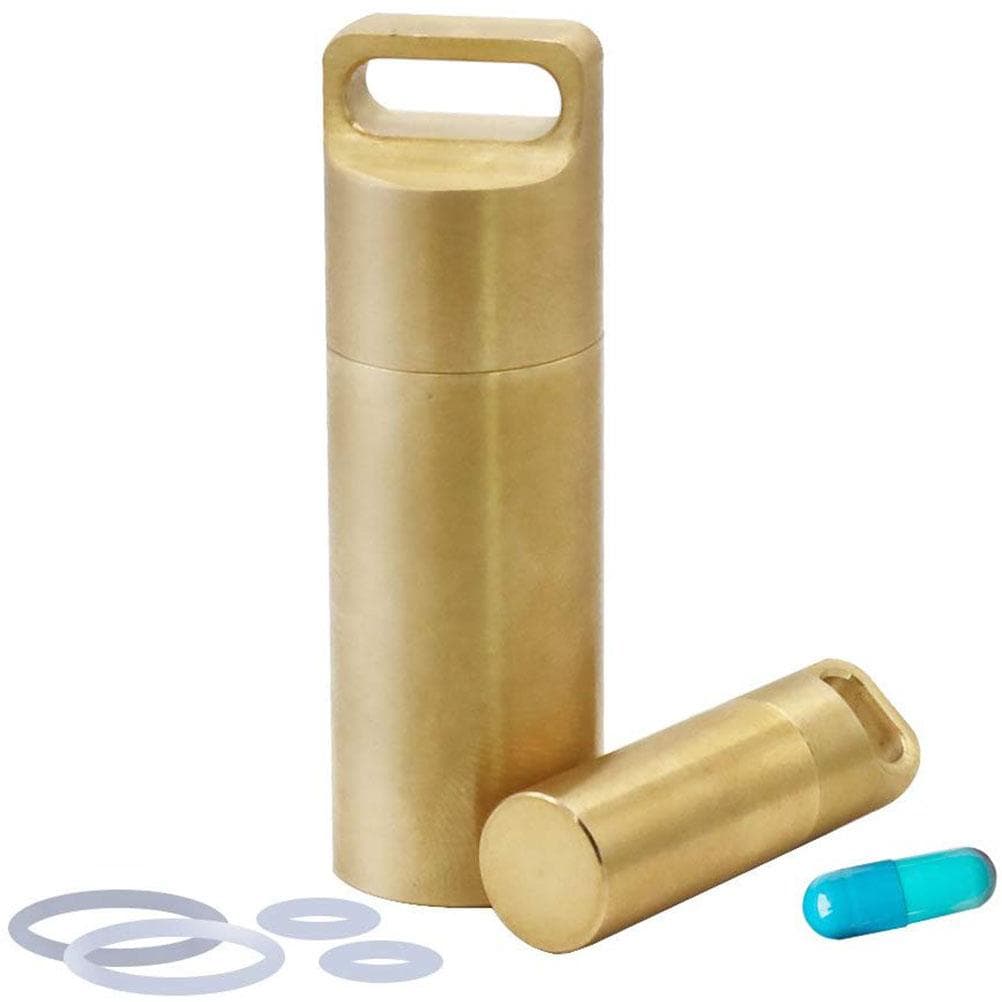 3pcsset Brass Pill Box Keychain Waterproof Pill Box Keyring for Outdoor Travel Survival