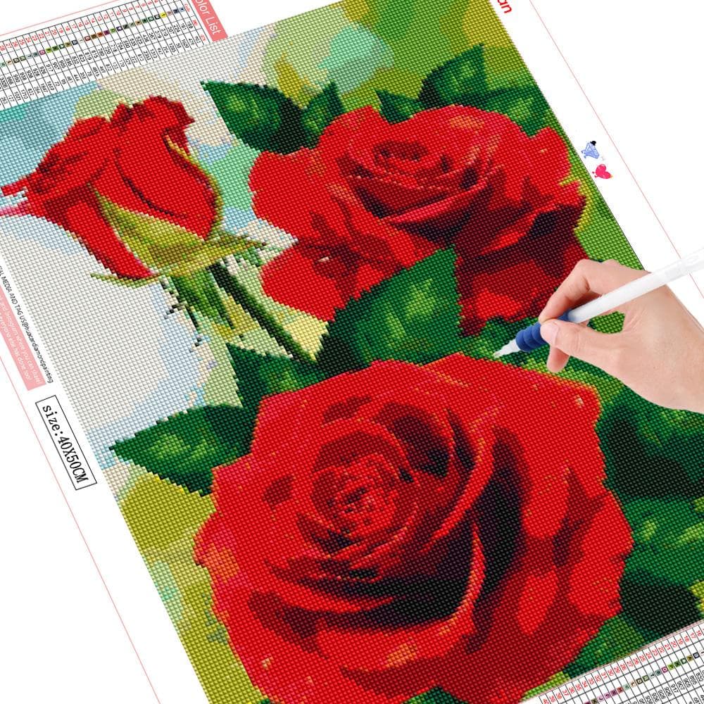 Full Round Drill Diamond Embroidery Rose 5D DIY Diamond Painting Flower Cross Stitch 20X30CM