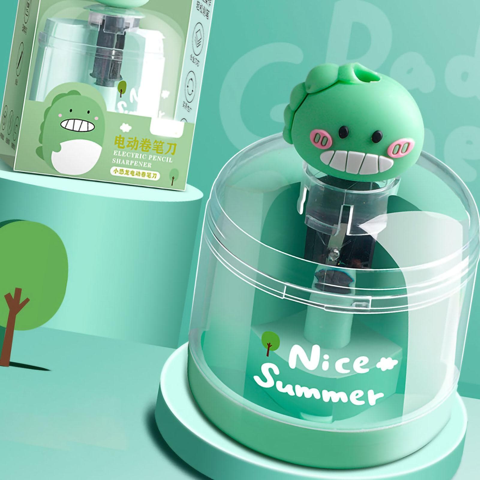 Electric Pencil Sharpener Full Automatic Cute Animal Style Nonslip Pads Electric Sharpener for Home Monster Style