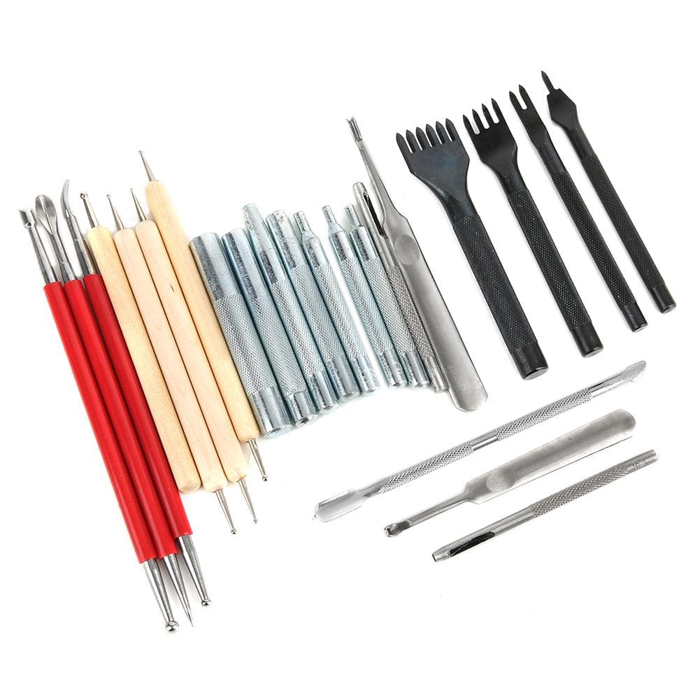 87pcs Leather Craft Tools Kit Hand Sewing Stitching Punching Carving Tool Set