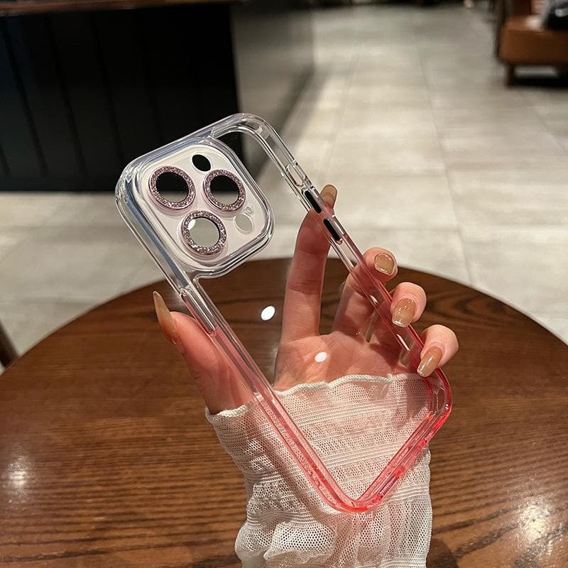Apple 15 Glitter Lens Film, Transparent Phone Case, IPhone14 Gradient Anti-drop Soft-edge 13proMax Protective Case iPhone11