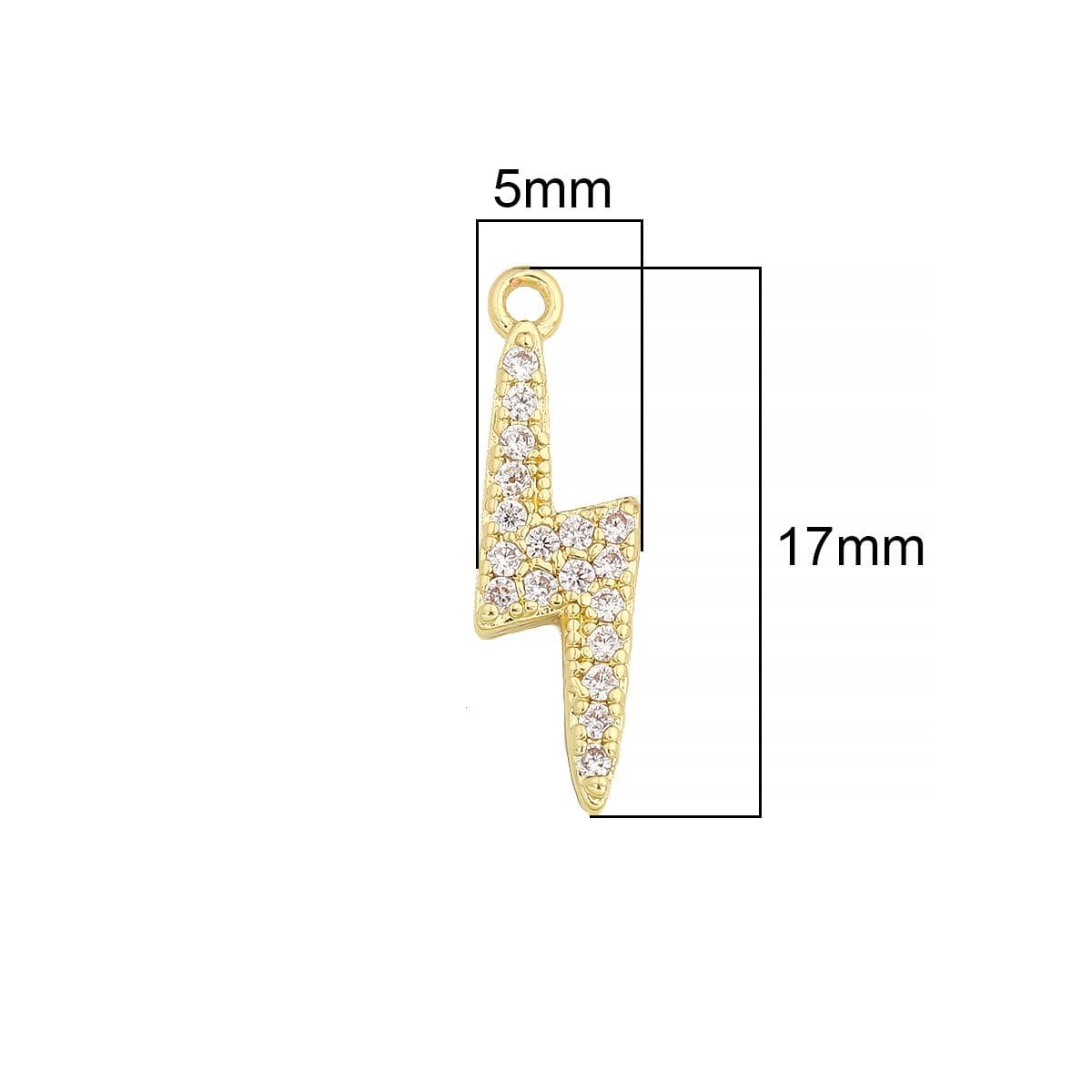 Copper Zircon Sun Lightning Charms Pendants for Necklace Earring Bracelet Making 5x17mm gold