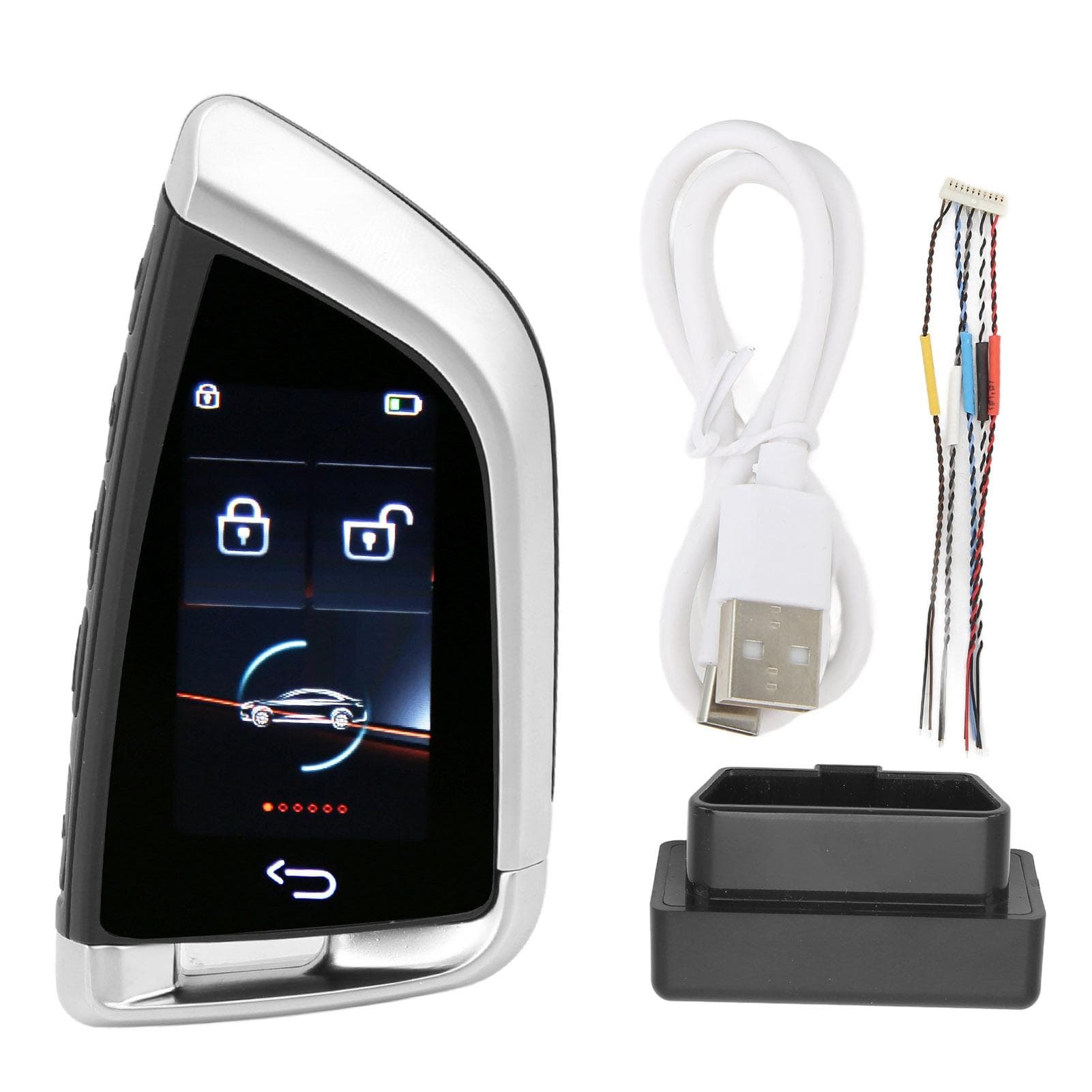 Smart Remote Car Key LCD Screen Anti Lost Bluetooth 5.0 Keyless Entry Auto Lock Key Fob for One silver
