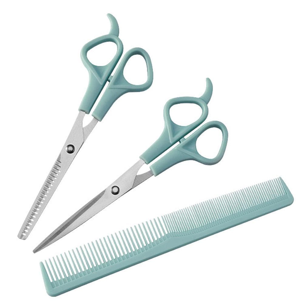 Hair Cutting Scissors Shears Kit Hairdressing Scissors Set Home Haircutting Barber Salon Thinning blue