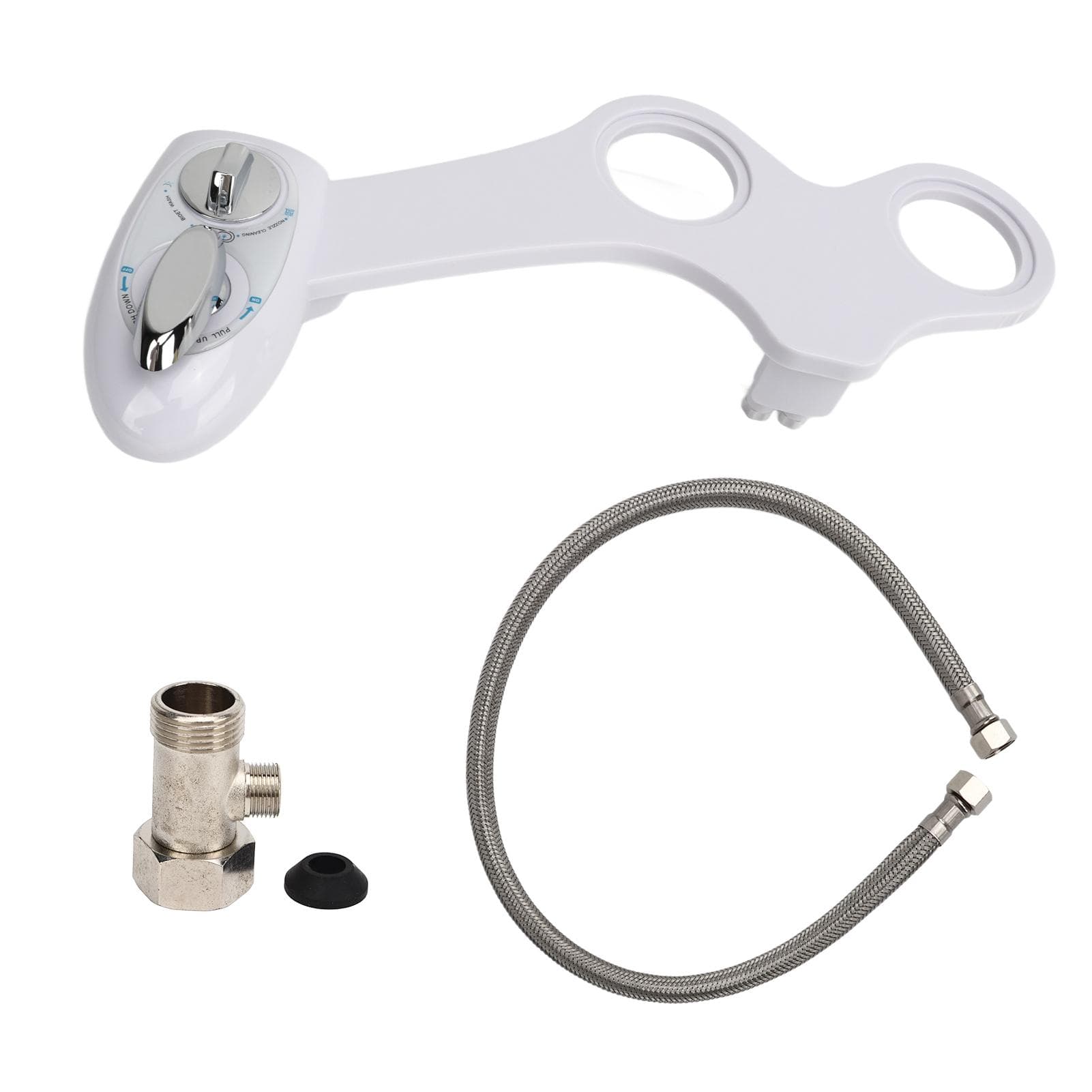 Bathroom Dual Nozzle Cold Water Spray Adjustable Bidet Toilet Attachment with Hose