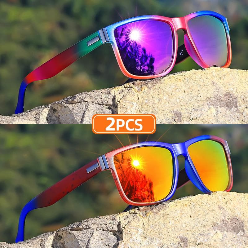1pc Classic Square Sunglasses Gradient Color Full Rim Polycarbonate Frame TAC Lens Polarizer UV Protection Sports Style