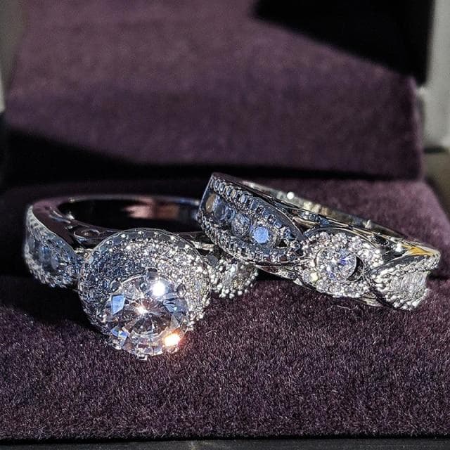 925 Sterling Silver Luxury Bold Big Wedding Rings Set for Bridal Women Engagement African Finger Christmas Gift Jewelry R4428 6