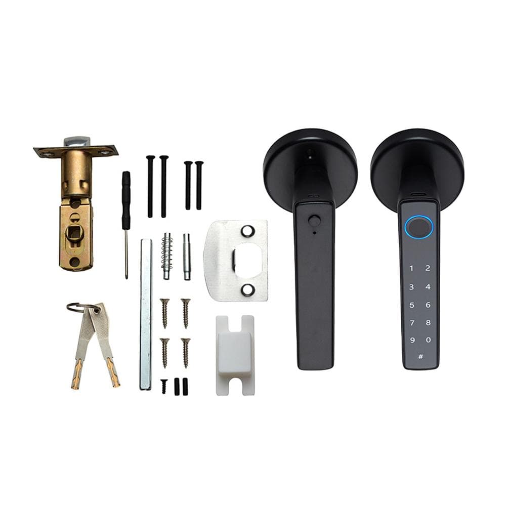 Wafu Smart Lock Keyless Entry Door Lock Handle Password Door Lock Tuya App Remote Operation BT black