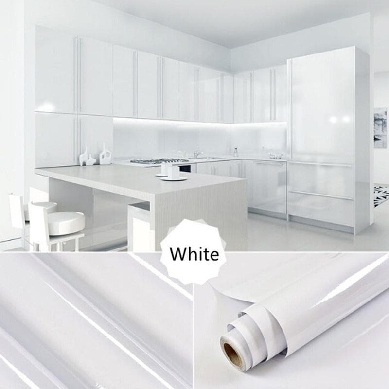 Self Adhesive Thick Furniture Renovation Bathroom Kitchen Cabinet Countertop Wall Sticker white