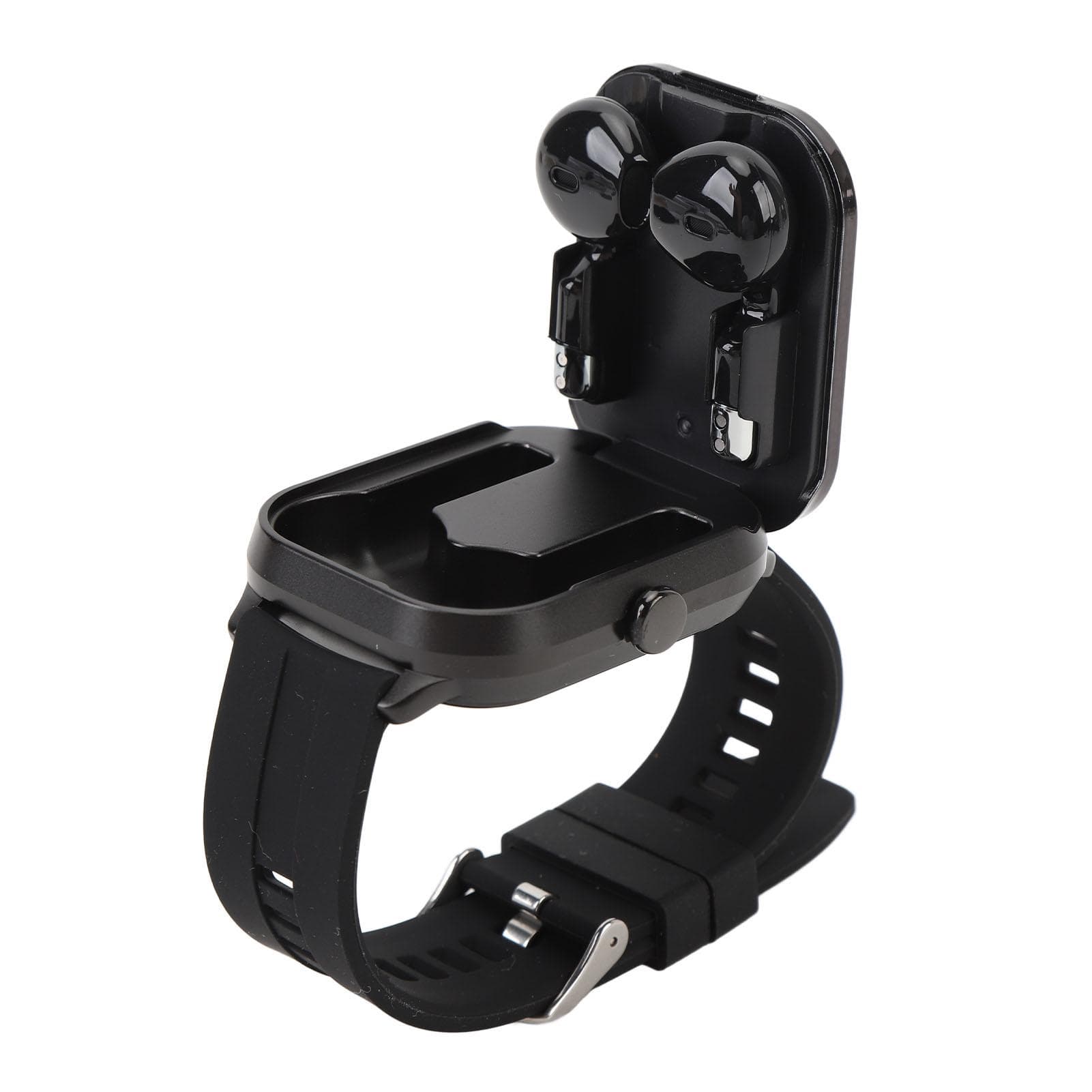 2.01in TFT Smartwatch with Earbuds 2 in 1 NFC Smart Sports Watch Wireless Bluetooth Earphone with Silicone Strap black