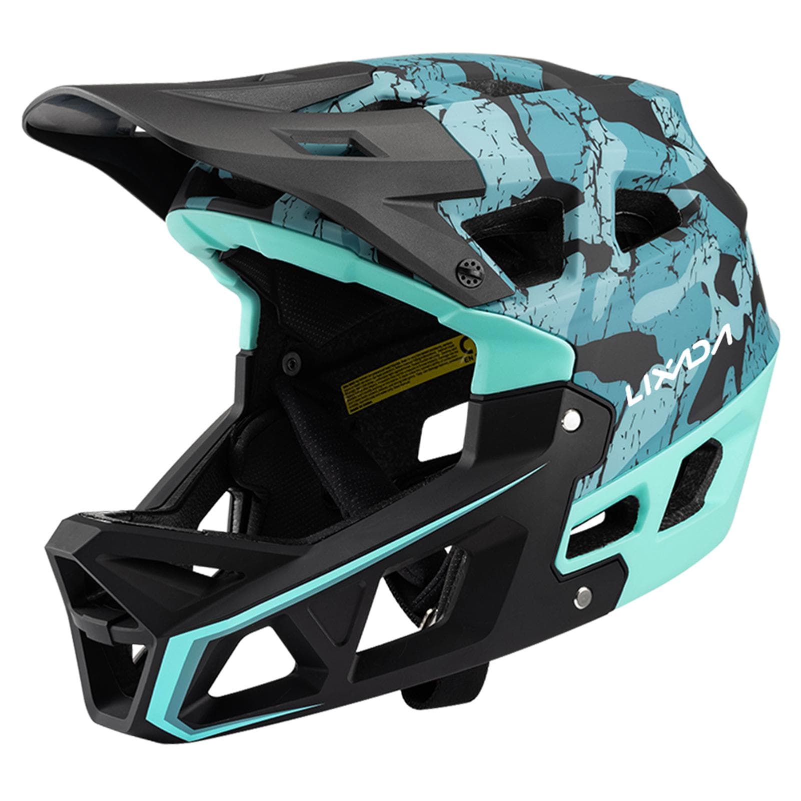 Full Face Mountain Bike Helmet Adult Racing Downhill MTB Helmet for Men/Women Adult Mountain Bike M camouflage/blue