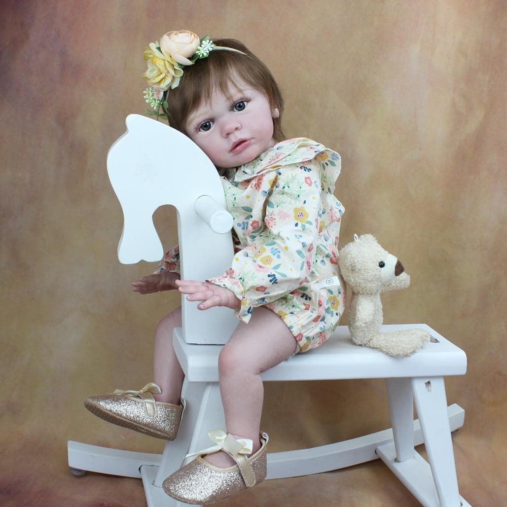 BZDOLL 60CM 3D Skin Visible Veins Reborn Baby Girl Finished Tayra Doll Cloth Body Toy Soft Silicone Princess Toddler Alive Bebe 60cm 3D-paint Skin Doll