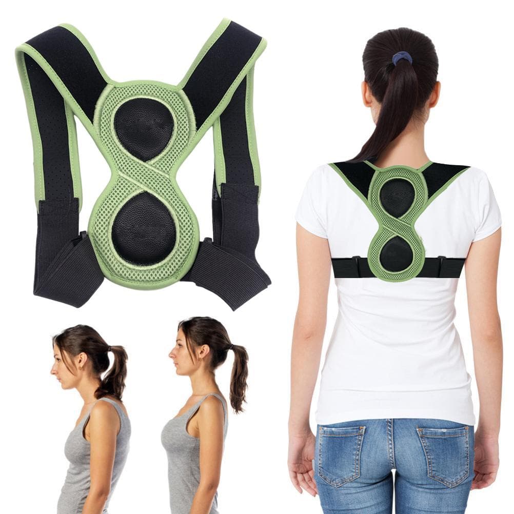 8 Shaped Posture Corrector for Kids Adults Adjustable Upper Back Brace Support for Neck Back black