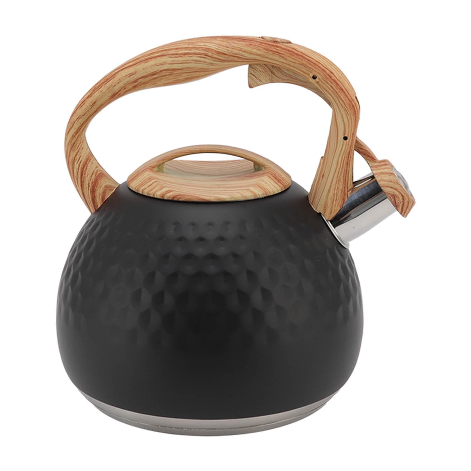 3L Whistling Tea Kettle Stainless Steel Stovetop Grip Tea Kettle for Home Kitchen Gas Cooker Black L(for 6.5-9kg) black