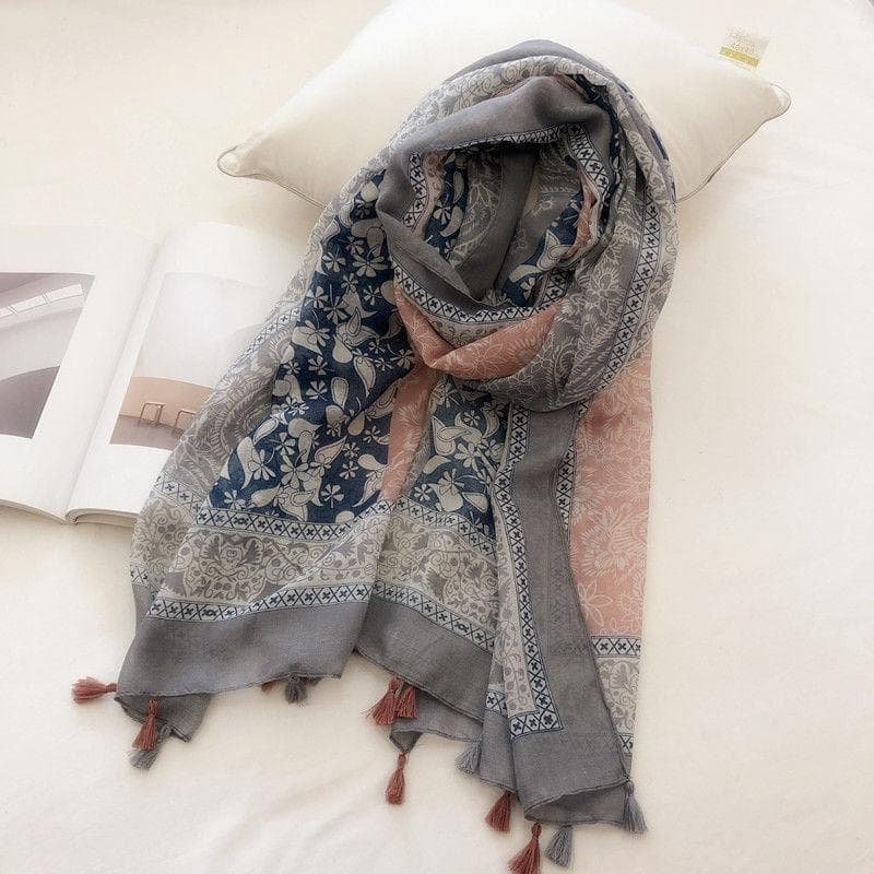 Silk Scarf, Lightweight Color Blocked Scarf, Beach Sunscreen Shawl, Ladies' Scarf