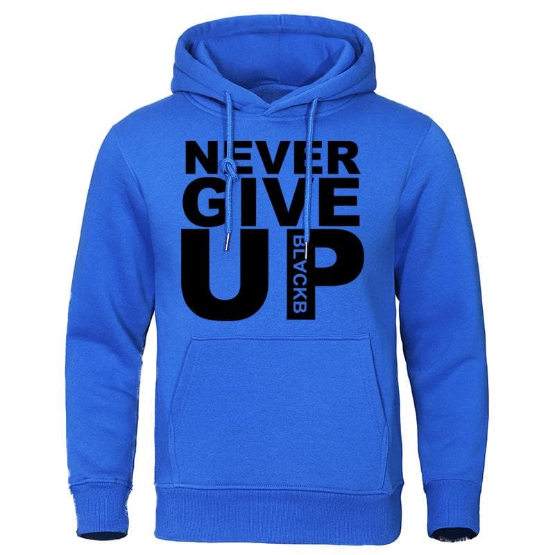 Men's Hoodies Brand Sweatshirts Soft Autumn Winter Tracksuit Never Give Up Print Tops Cotton Streetwear Quality Male Pullovers XL