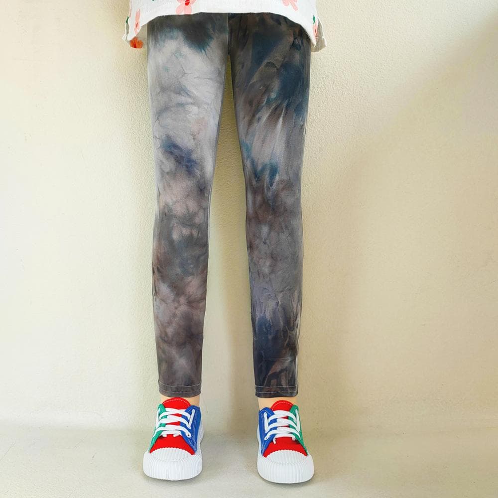 Kids Pants Colorful Fluorescent Color Printing Leggings For Girls Trousers Baby Girls Soft Elastic Skinny Pants 140 grey