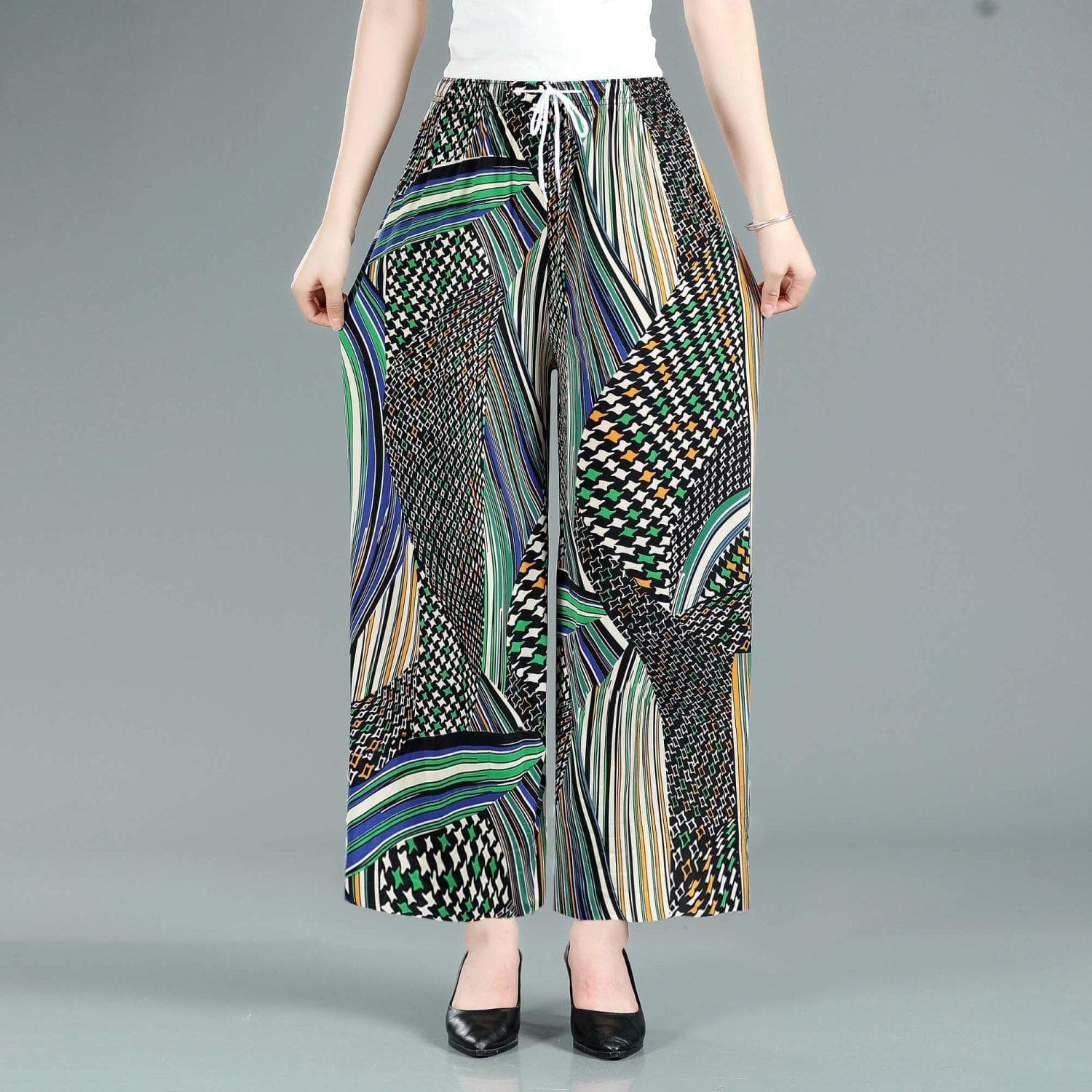 Summer Wide-leg Pants High-waisted Culottes Wide-leg Pants Women's Plus-size Dance Pants 4XL