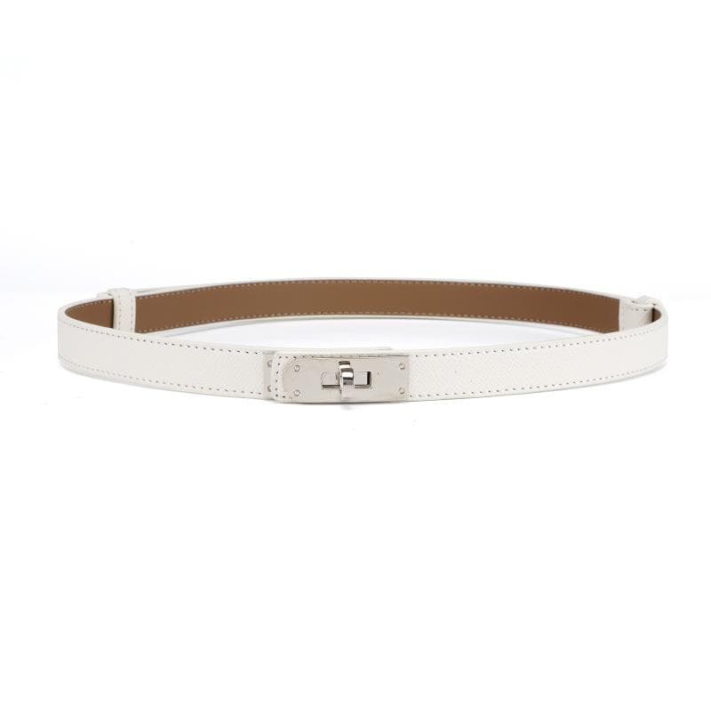Ladies Belt, Double-Sided Leather High-Quality Waistband Thin Belt With Dress Decoration H Home Double Cowhide Belt Women average size (about 105-110CM)