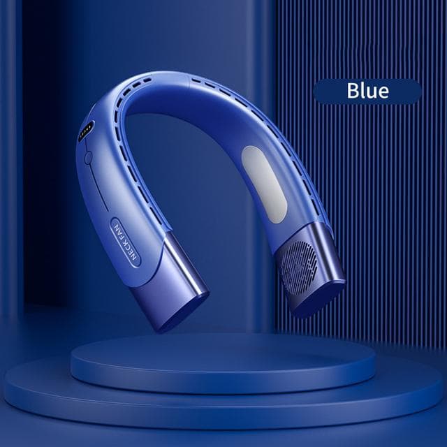 2023 Neck Fan Portable 4000mAh Mini Bladeless Mute Fan USB Rechargeable 5Speed Silence Wearable Neckband Electric Air Conditioner Fan blue