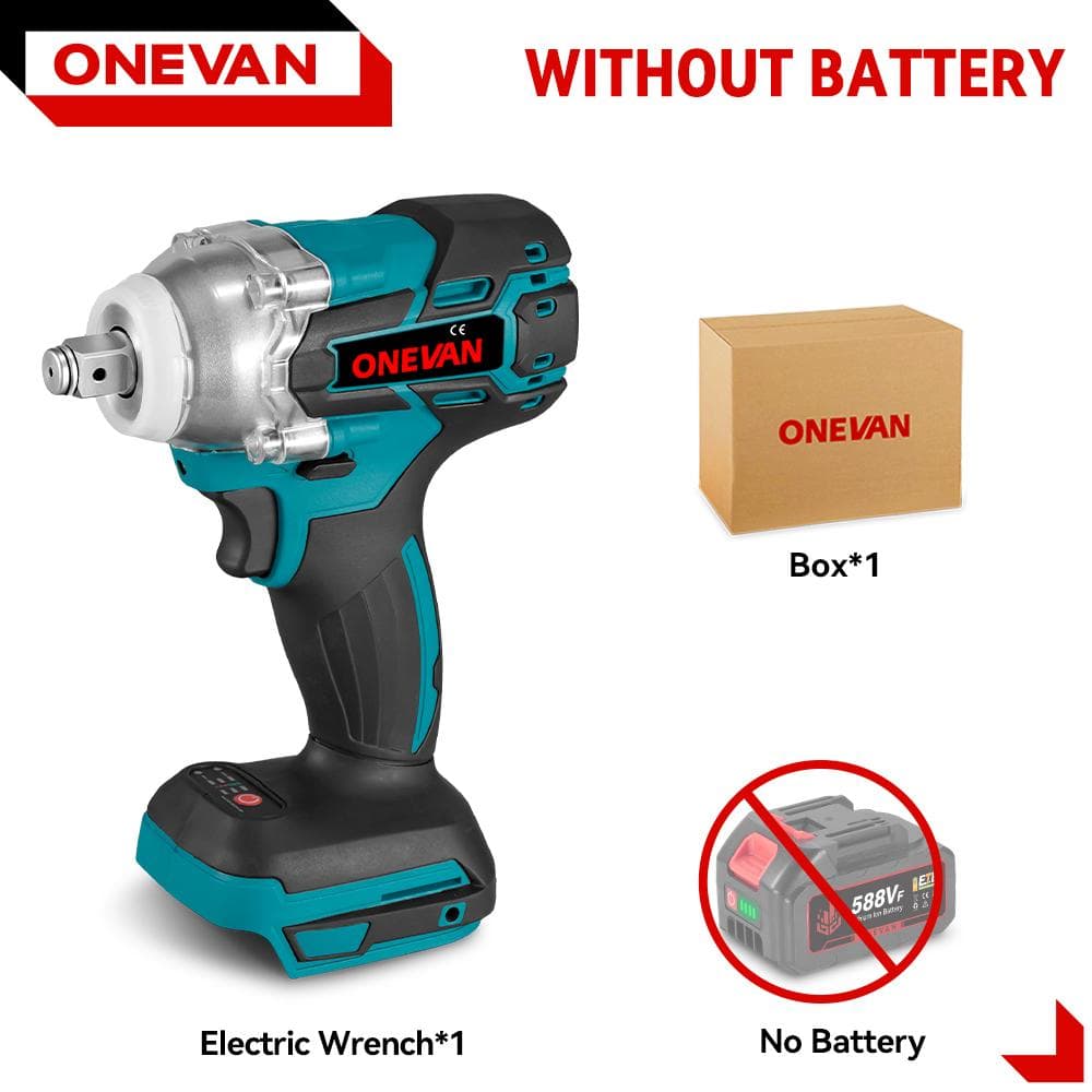 ONEVAN 520N.M Brushless Electric Impact Wrench 1/2 inch Cordless Hexs Socket Kit Screwdriver Power Tool For Makita 18V Battery Without Battery