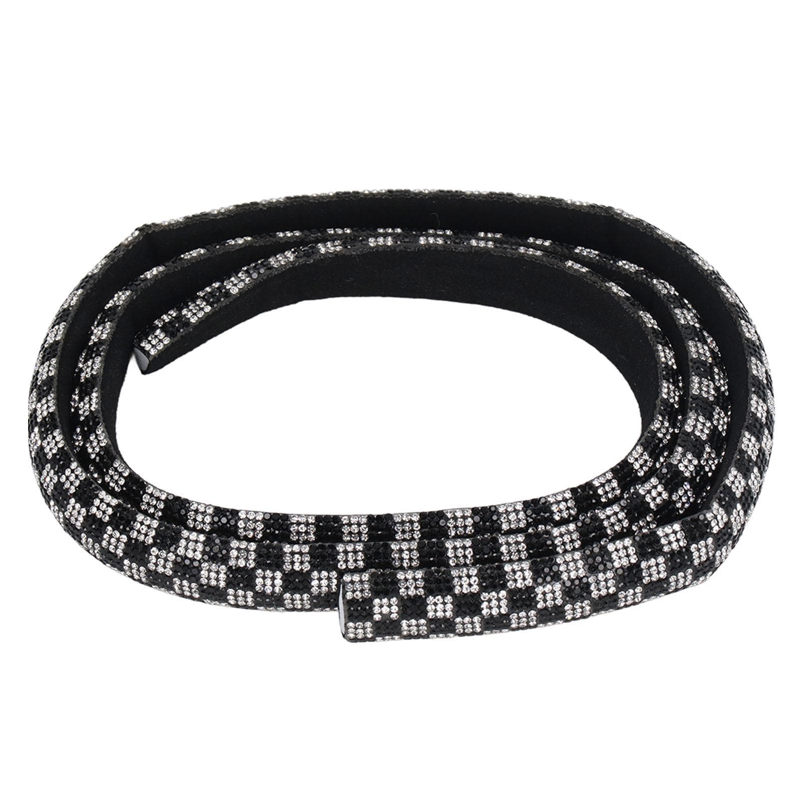 Rhinestone Strips 1 Yard 1.5cm Wide 3D Semicircle Glass Rhinestones Black White Clothing Rhinestone