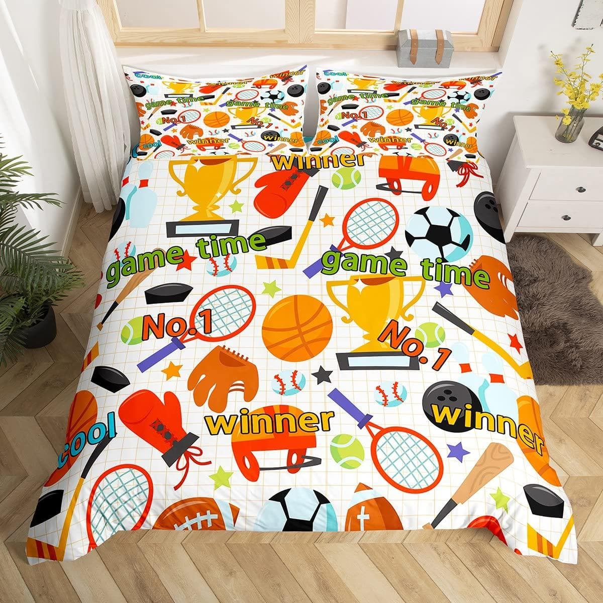Truck Toy Comforter Cover, Green Powered Truck Duvet Cover Set with Pillowcase,Cartoon Bedding Decor Birthday Present, Full Size EU single(135x200cm)