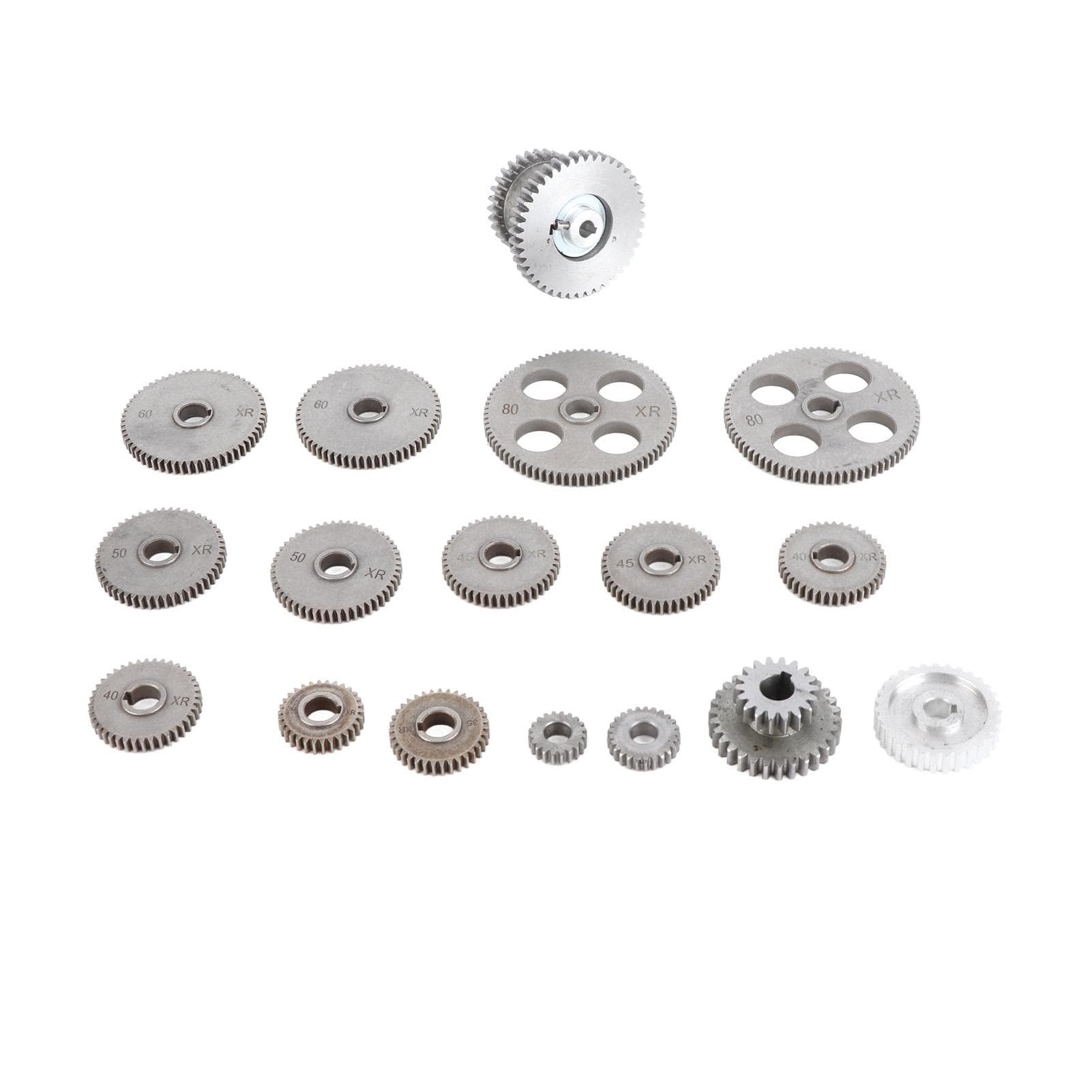 18Pcs Lathe Cutting Machine Gear Metal Exchange Gear Kit with Motor Belt Pulley HT250 Gray Iron