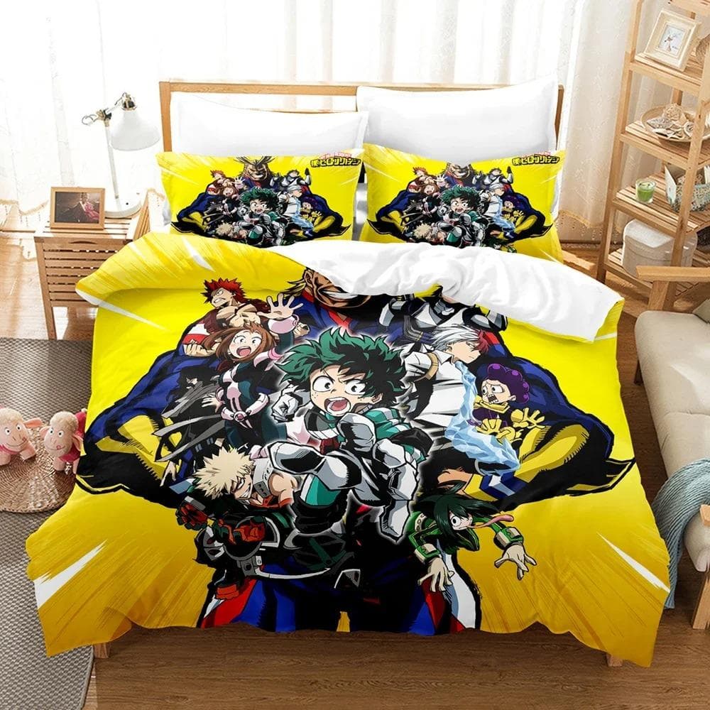 New My hero academia Bedding Set Single Twin Full Queen King Size Kawaii Bed Set Adult Kid Bedroom Duvet cover Sets 3D Anime EU Double 200x200cm