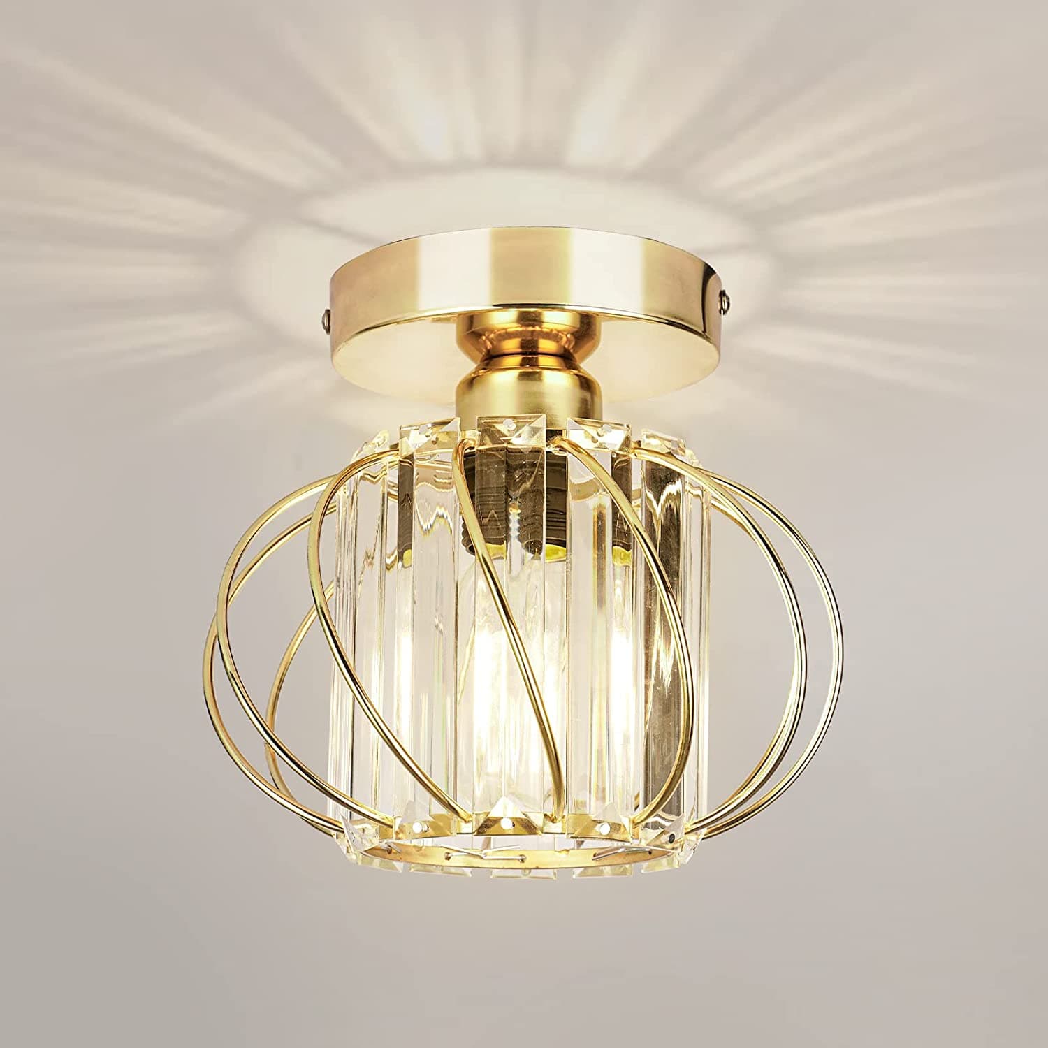 Modern Minimalist Ceiling Light Crystal Chandelier Flush Mount Lighting for Hallway Dining Room Corridor