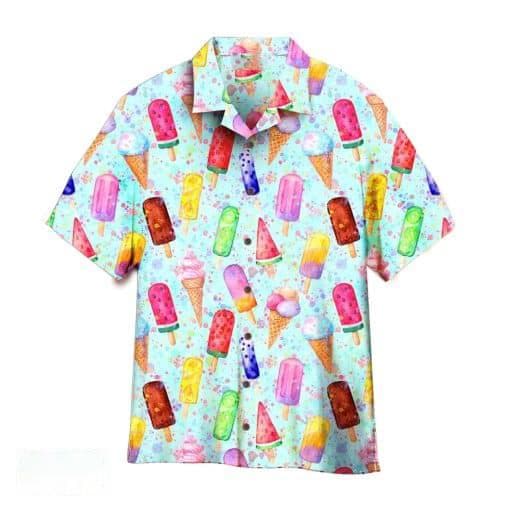 Hawaiian Shirt For Men Summer Ice Cream T-Shirt Beach Prints Short Sleeved Shirt Tops Casual Original Design Men's Clothing XL