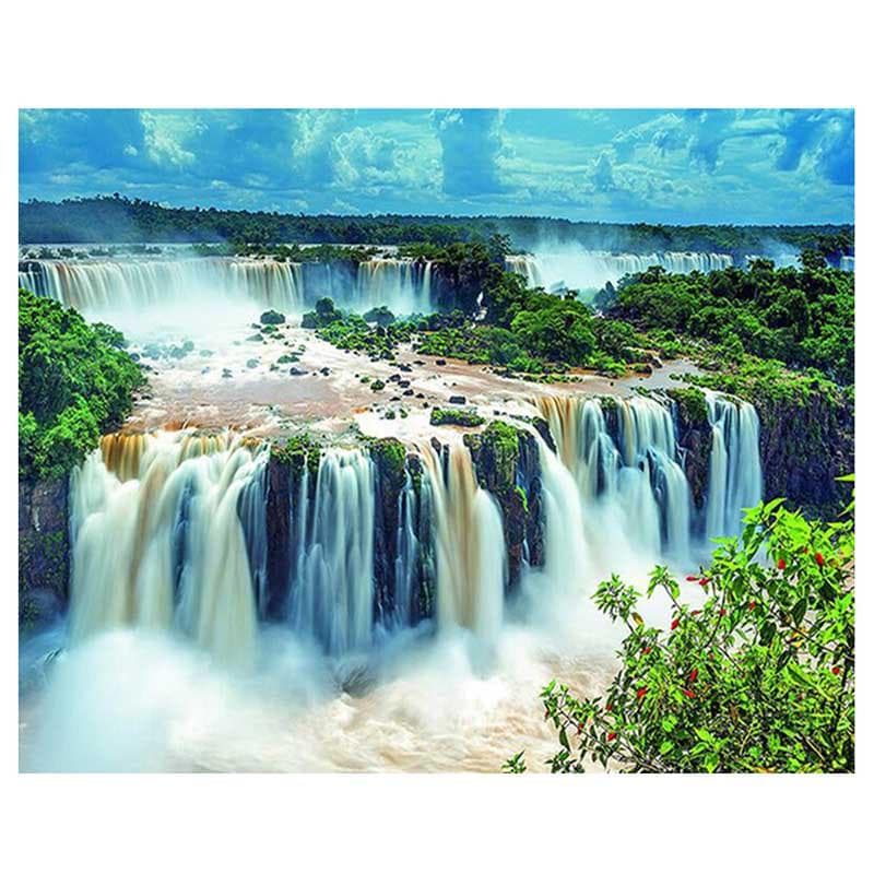 5D Diamond Painting Landscape Full Round Diamond Embroidery Waterfall Rhinestone Needlework Handmade 20X30CM