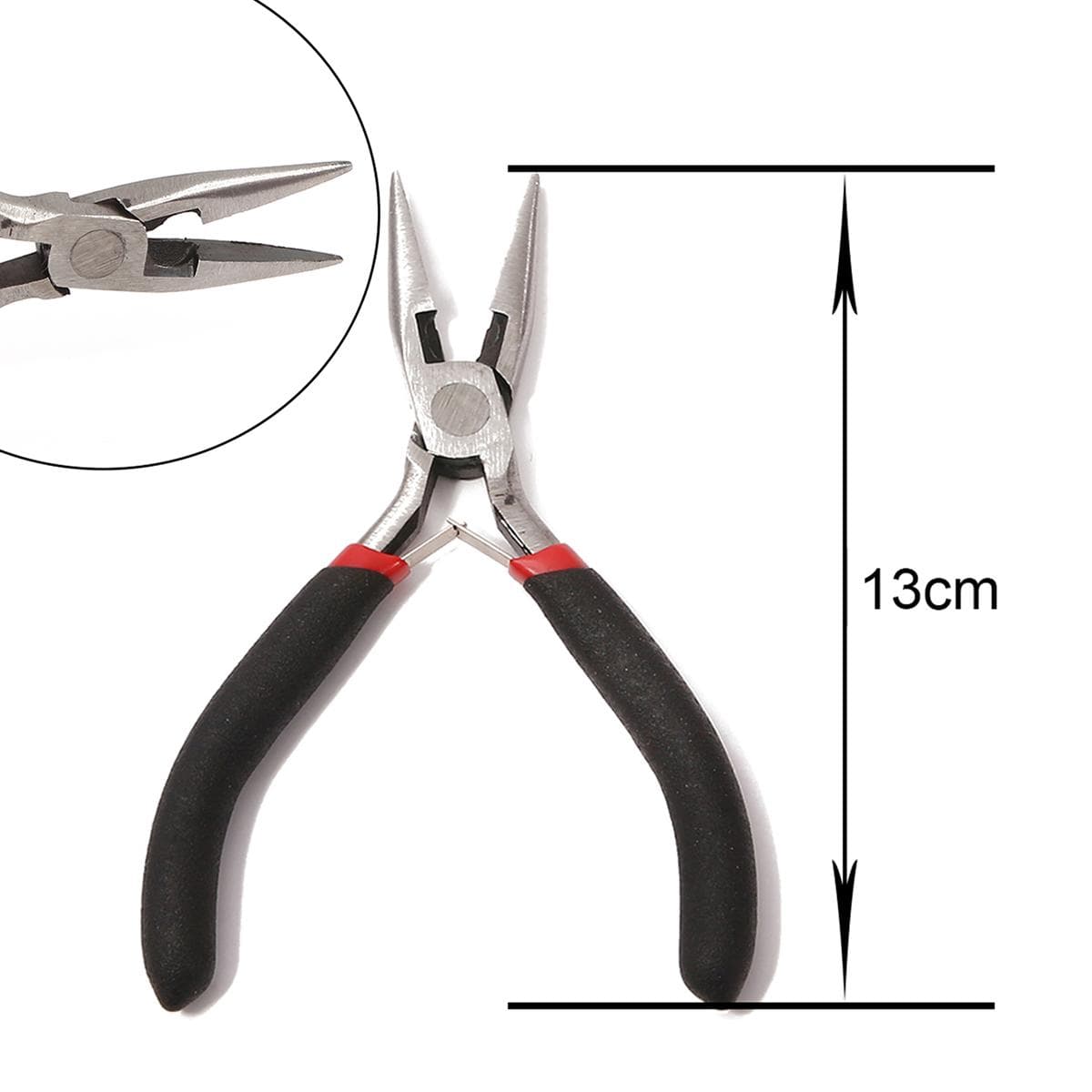 1 Piece Stainless Steel Needle Nose Pliers Jewelry Making Hand Tool DIY Design Equipment black/red