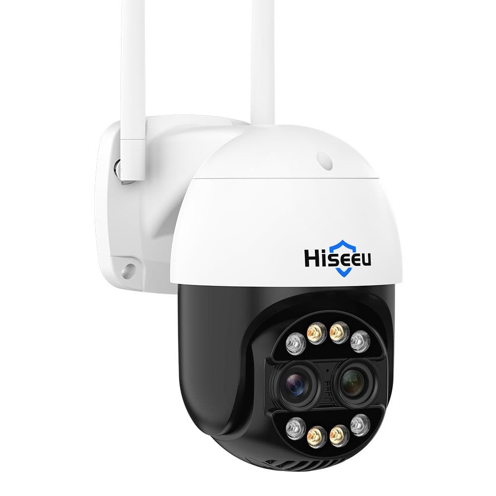 Hiseeu WHDC14 8MP Wireless Monitor Camera Dual-Lens Wall Mount Smart WiFi Camera 8X Zoom IP66 EU Plug
