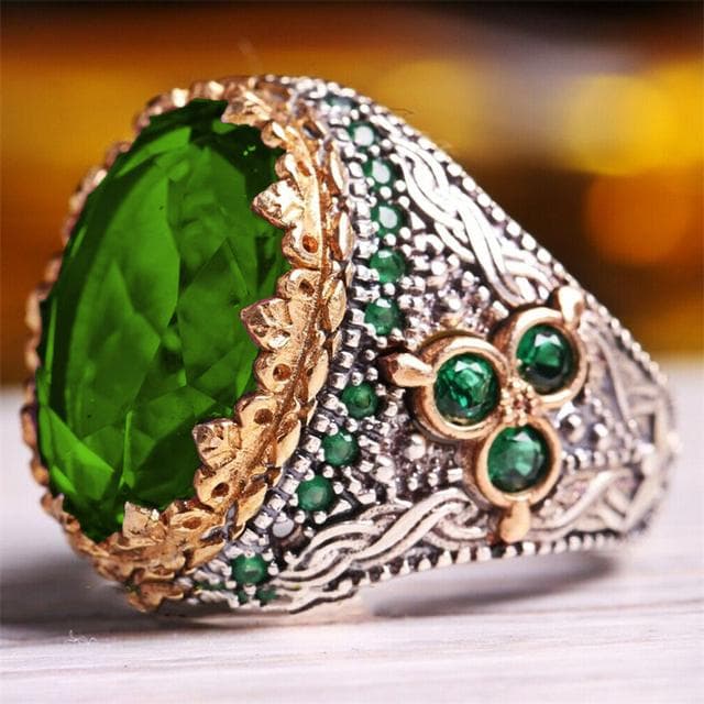 Inlaid Emerald Men's Luxury Ring Personality Retro Domineering Gem Sapphire Ring To Attend The Banquet Party Business Jewelry 11