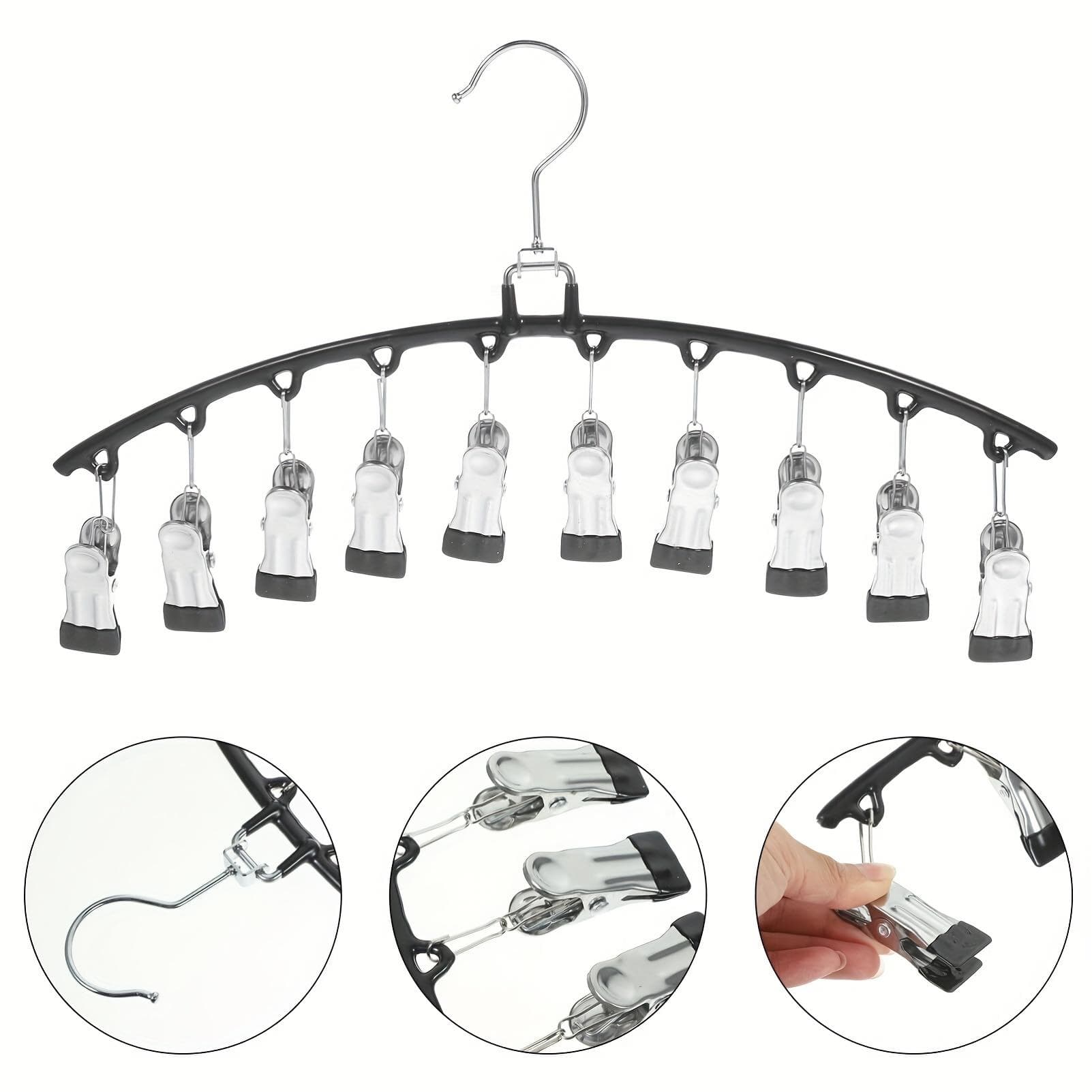 Durable Metal 10 Clip Hanger for Jeans, Leggings, Hats - Ideal for Home, Dorms and Traveling