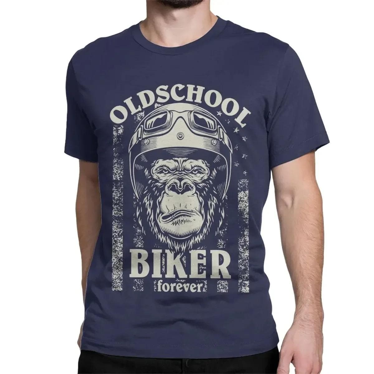 Old School Biker Motorcycle Bike Men T Shirts Racing Tee Shirt Round Collar T-Shirt Cotton Birthday Present Clothing XXL black