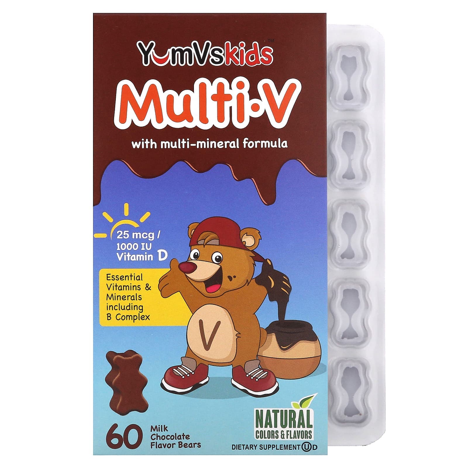 YumVs, children's, comprehensive mineral formula Multi V, milk chocolate, bear 60 tablets