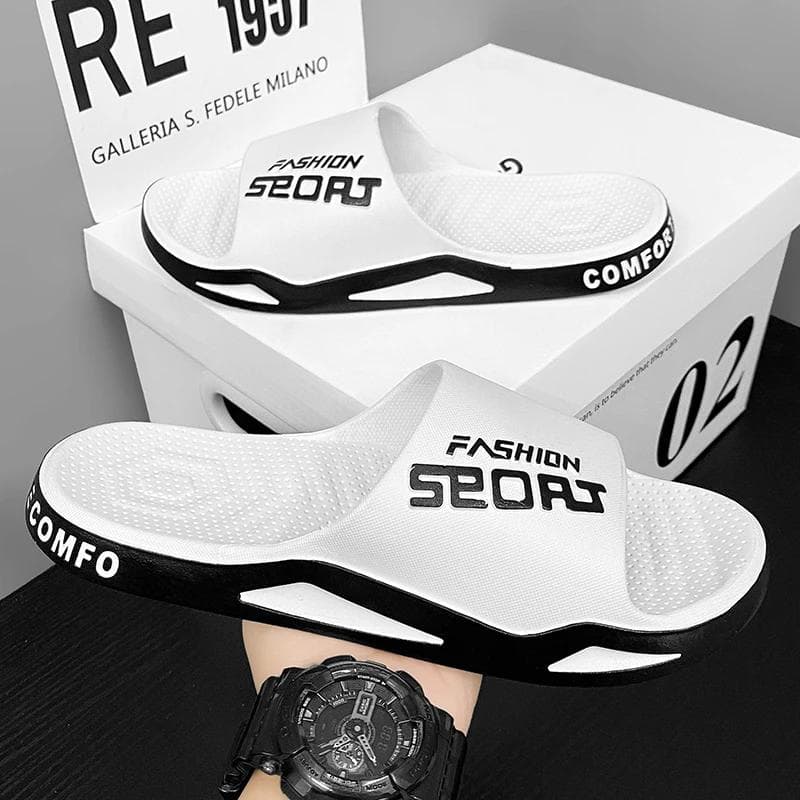 Fashion Men's Slippers PVC Soft Sole Non-slip Slides Casual Outdoor Beach Flip Flops Home Bathroom Couples Slippers New Sandal 44-45