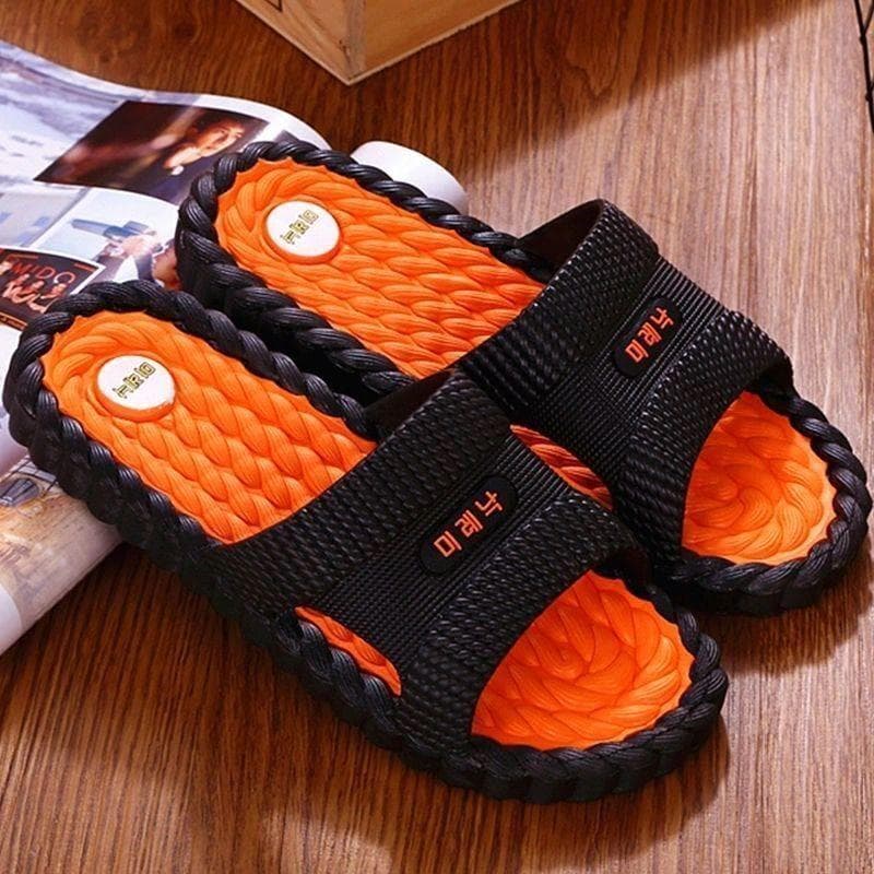 Korean Version of The Slippers Male Xiaju Home Massage Bathroom Couple Male Sandals and Slippers Women 44-45 orange