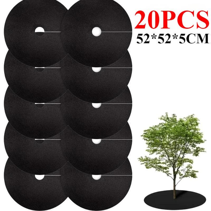 10PCS Non-Woven Tree Mulch Ring Degradable Tree Protector Mat Reusable Tree Weed Barrier for Weed Control Root Protectio 52*52*5CM(20PCS)