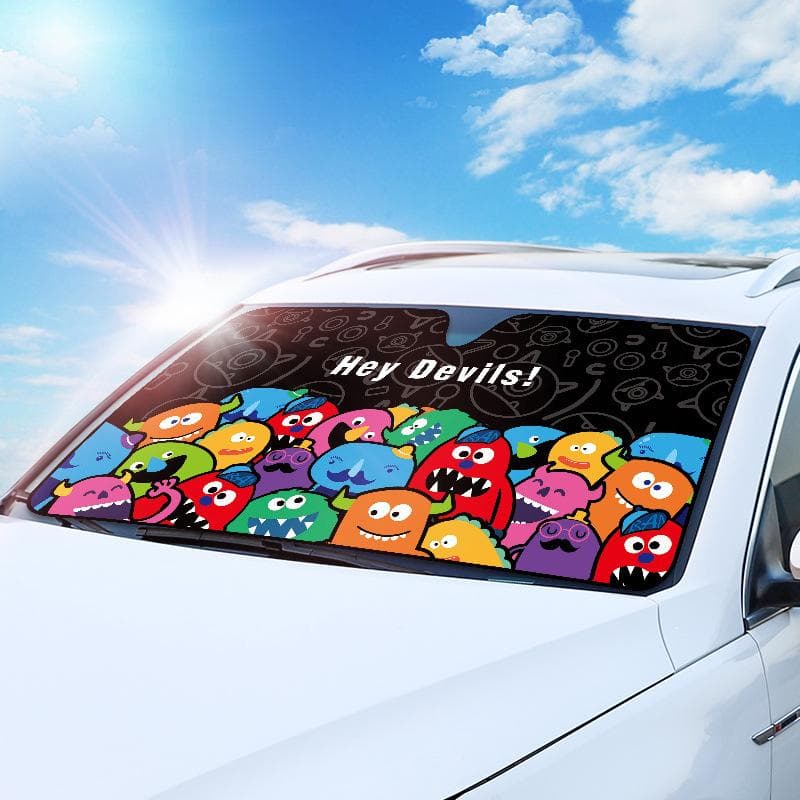 Car Windshield Sun Shade Cartoon Cute Car Front Window Sunshades Heat Insulation Car Sun Visor
