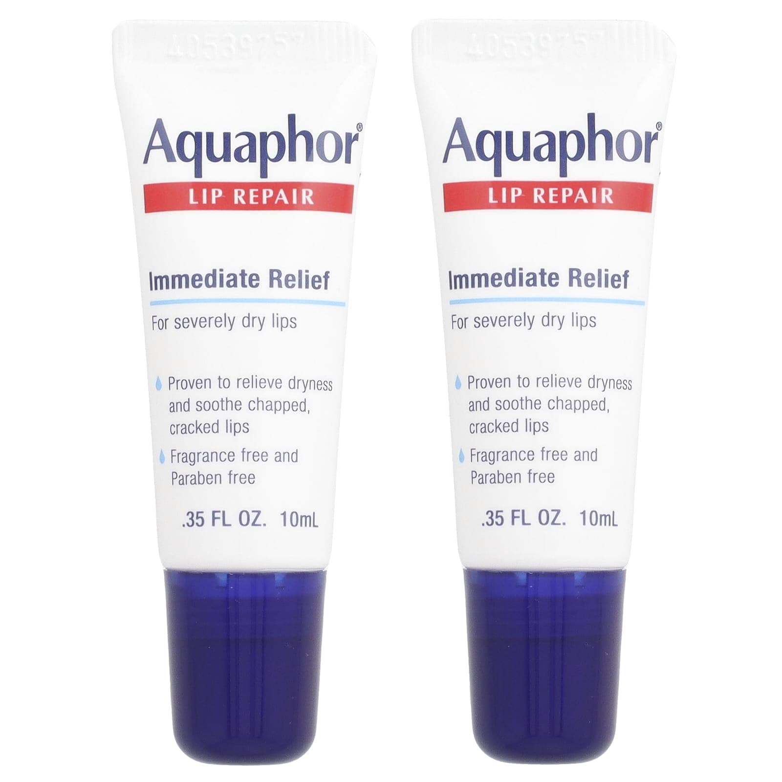 Aquaphor, Lip Repair, Rapid Relief, Fragrance-Free, 2 Tubes, 0.35 fl oz (10 ml) Each
