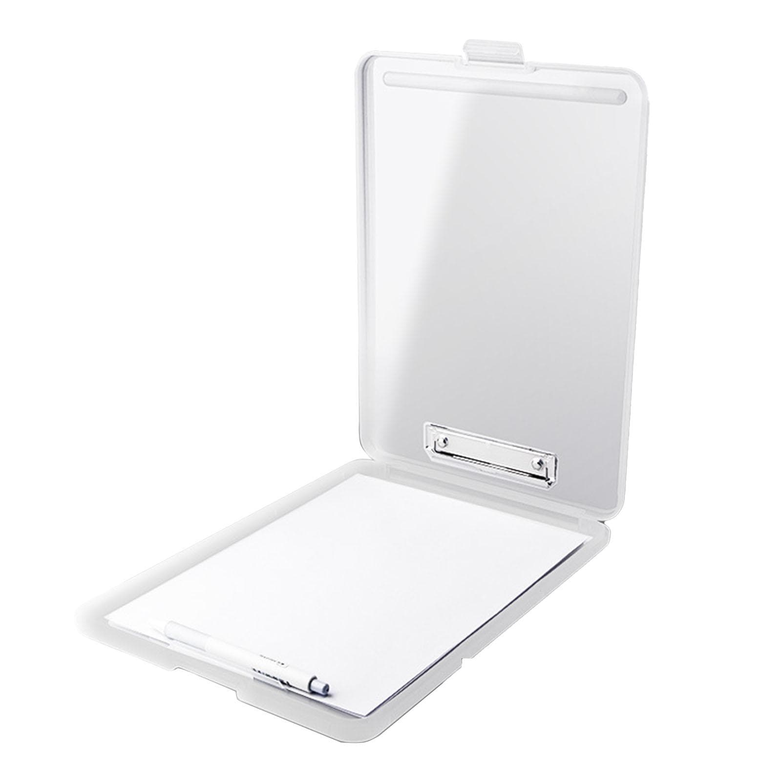 Clip Board Plastic Space Saving Paper Clip Board Stationery Gift for Test Papers Documents Black white